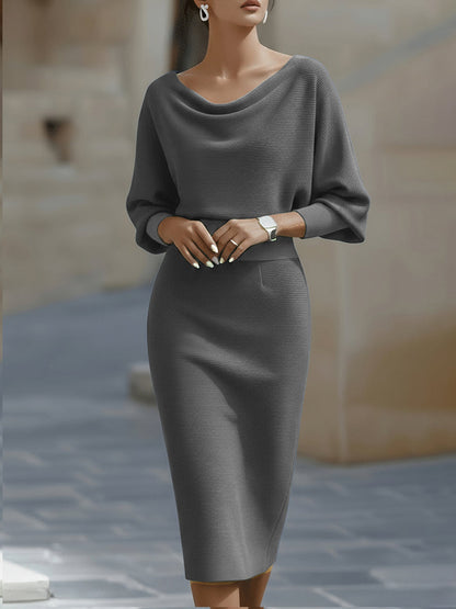 Avalon - Soft-Touch Batwing Midi Dress - Blue