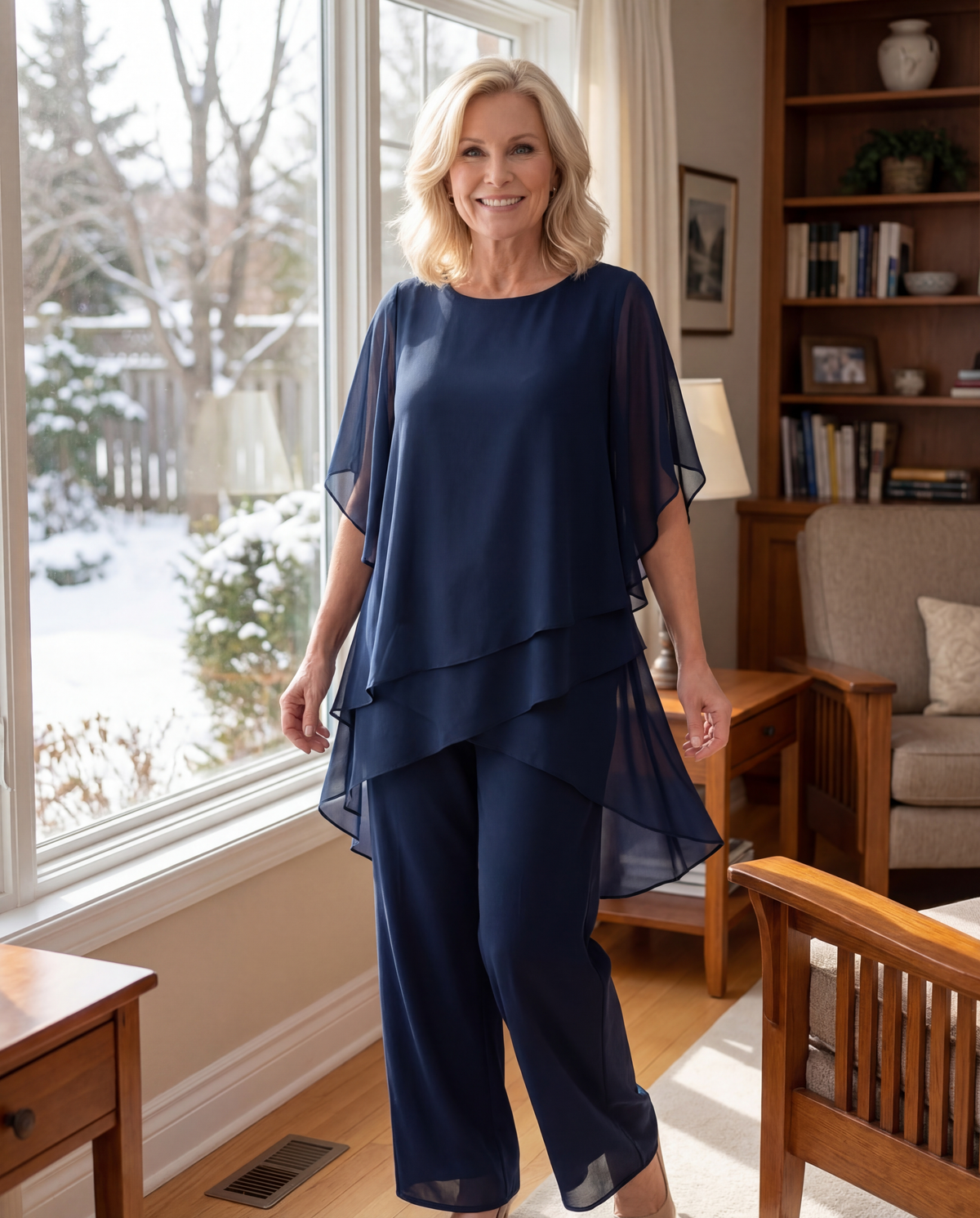 Jemima - Draped Two-Piece Set - Blue