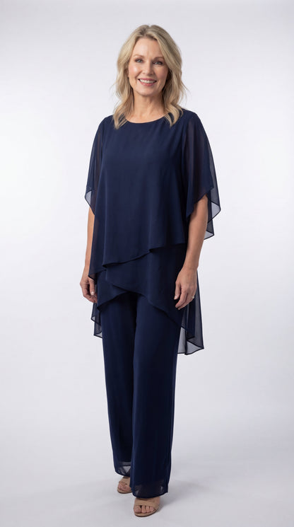 Jemima - Draped Two-Piece Set - Blue