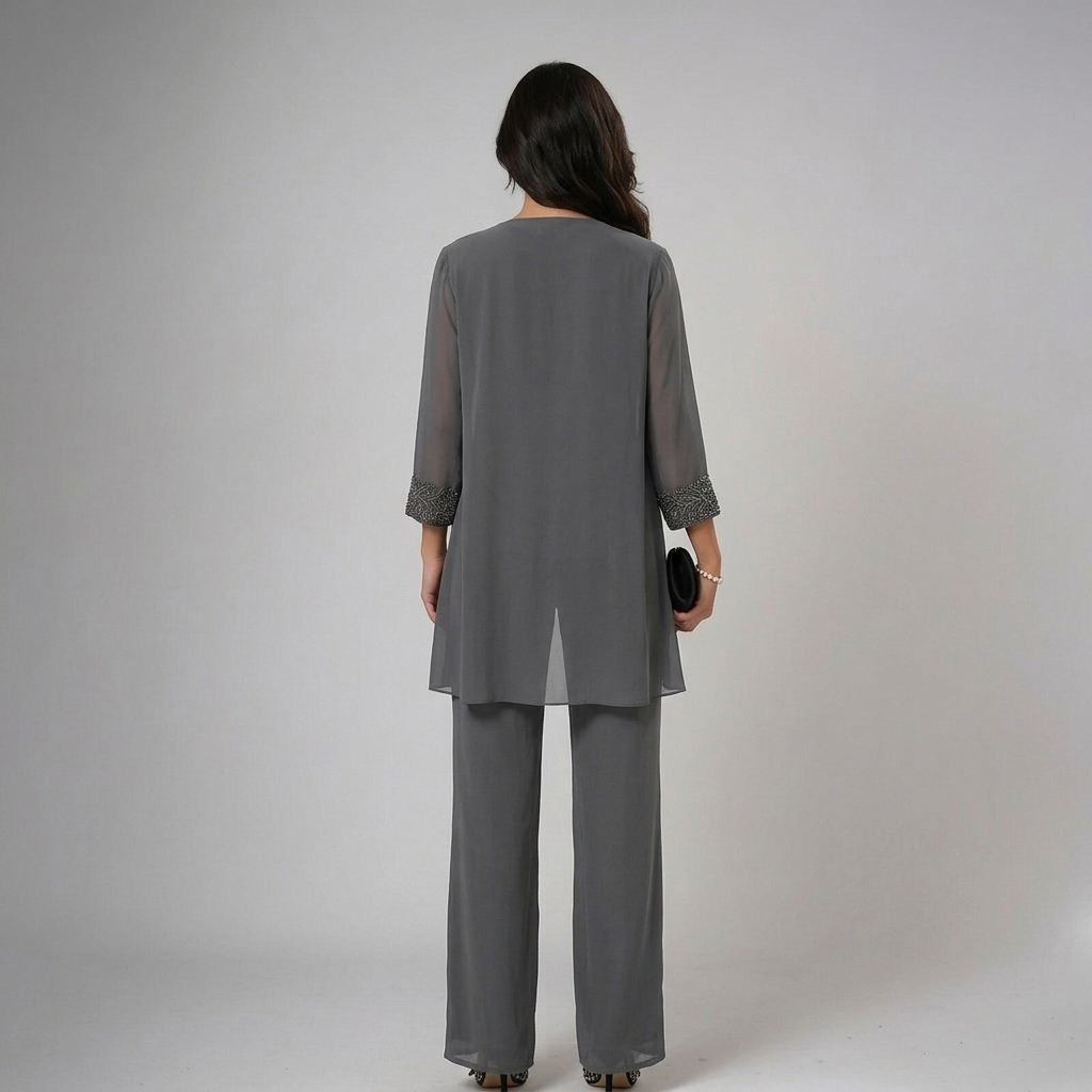 Bronte - Soft-Touch Three-Piece Pantsuit Set - Blue