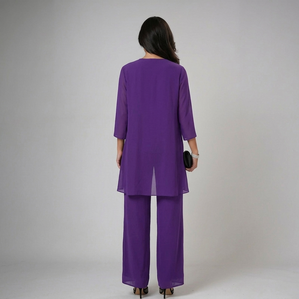 Bronte - Soft-Touch Three-Piece Pantsuit Set - Blue