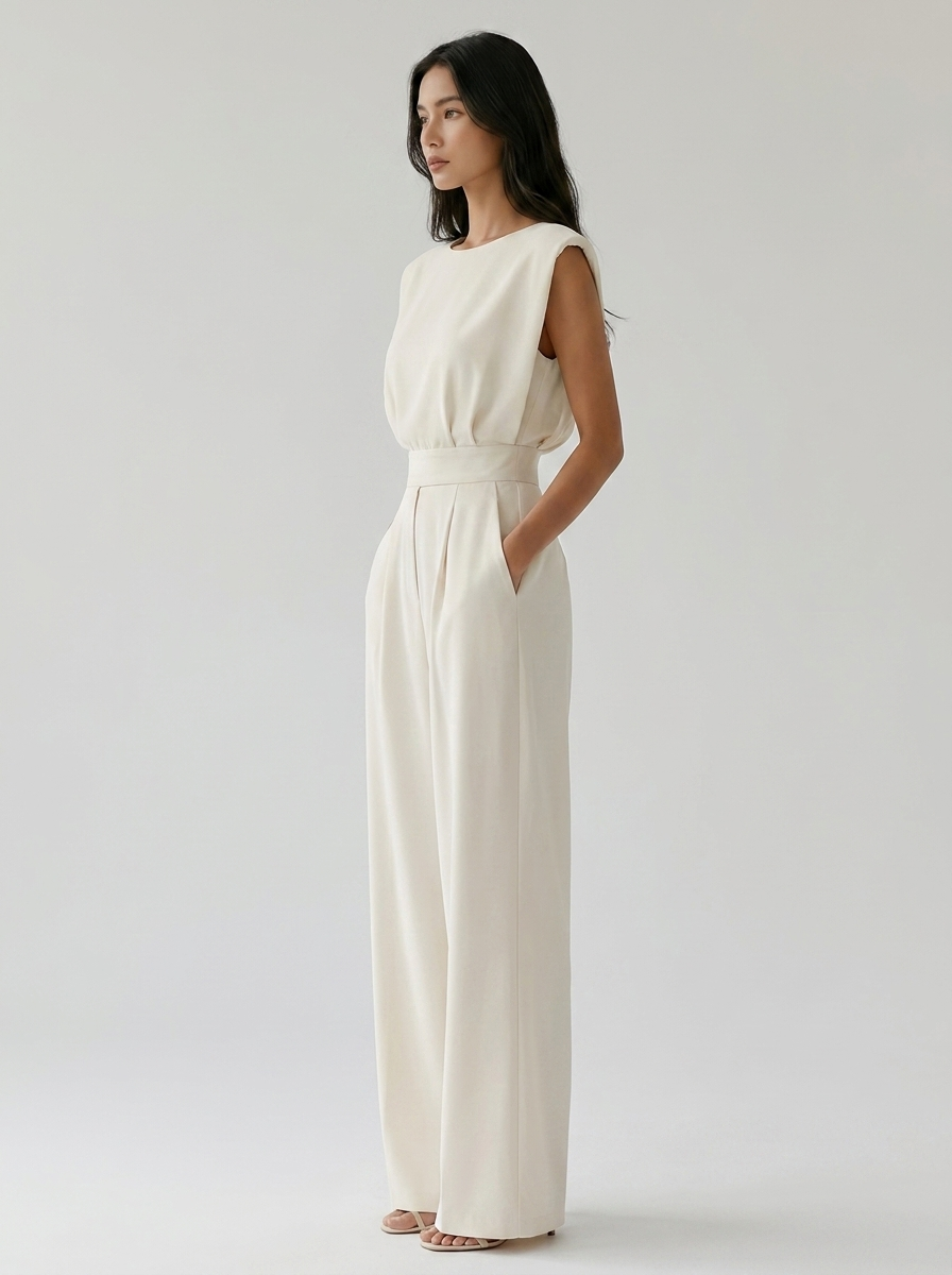Hollianne - Soft-Touch Jumpsuit - Beige