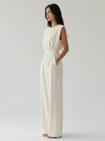 Hollianne - Soft-Touch Jumpsuit - Beige