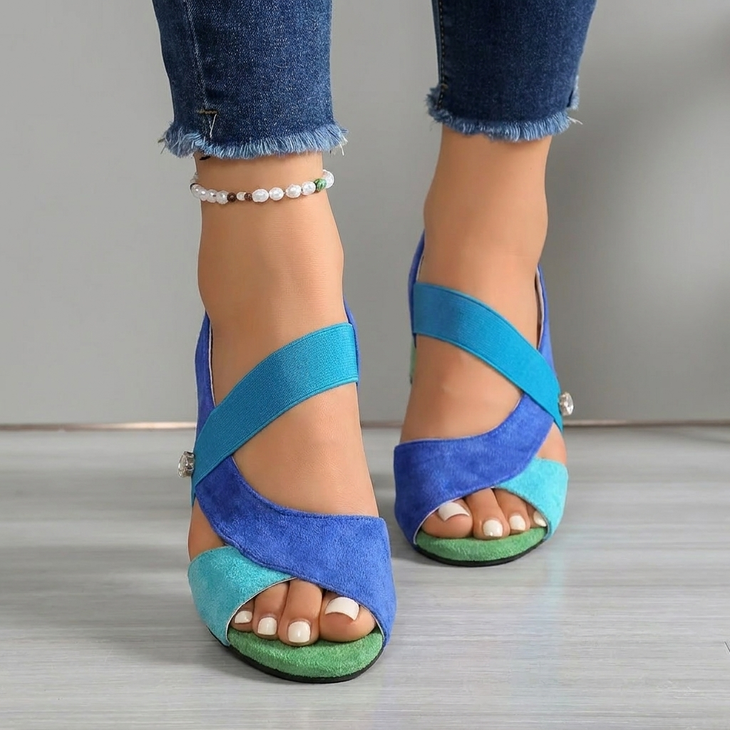 Elsinore - Supportive Heeled Sandals - Blue