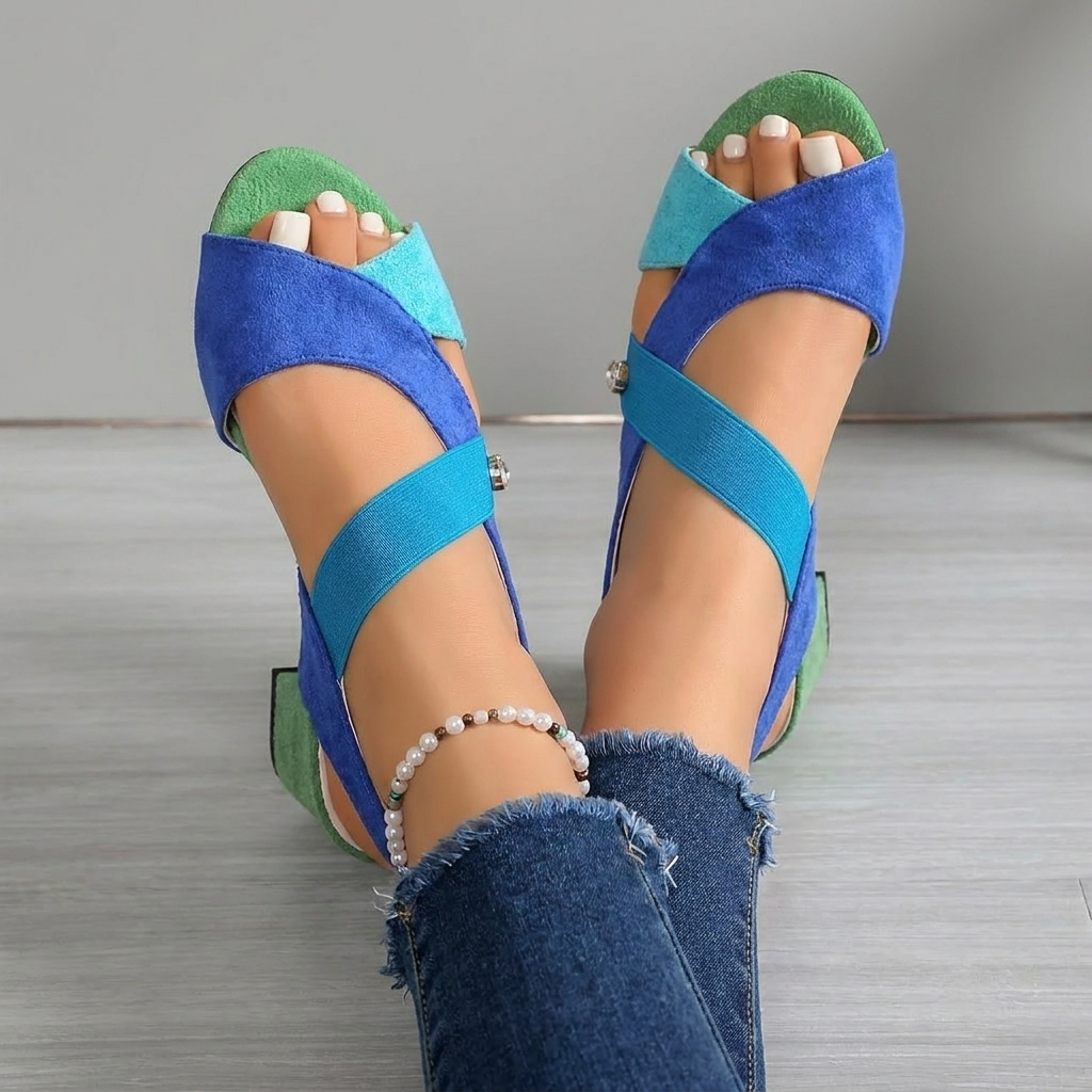 Elsinore - Supportive Heeled Sandals - Blue