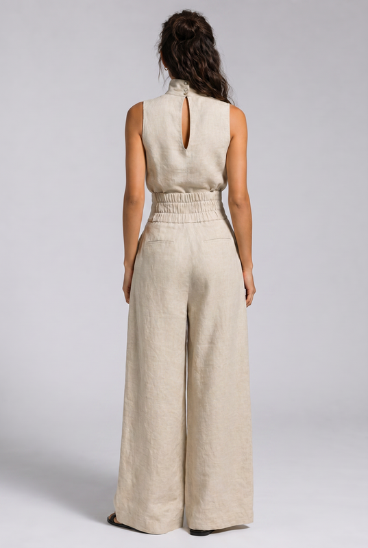 Goldie - Lightweight Linen Two-Piece Set - Light Blue