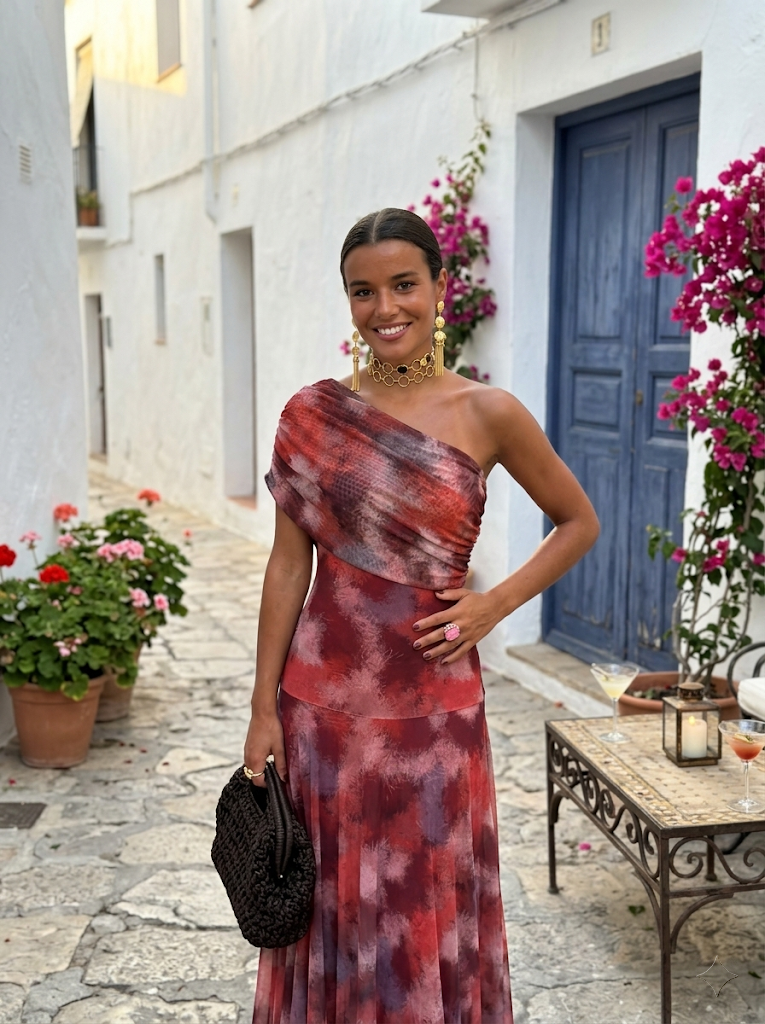 Kaida - Draped Off-Shoulder Dress - Dark Brown