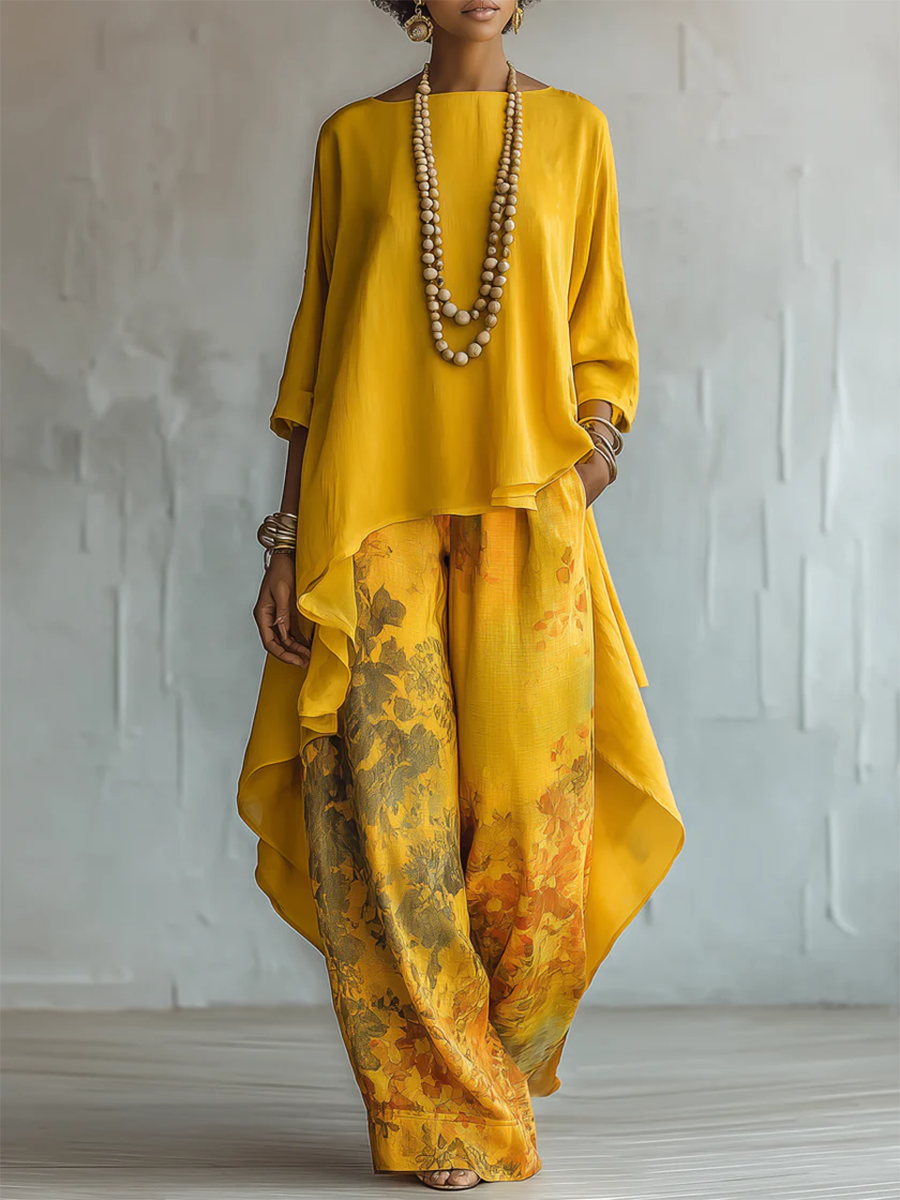 Elorina - Soft-Touch Co-ord Set - Mustard Yellow