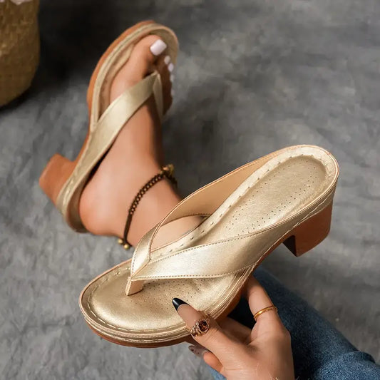 Felina - Cushioned Heeled Sandals - Gold