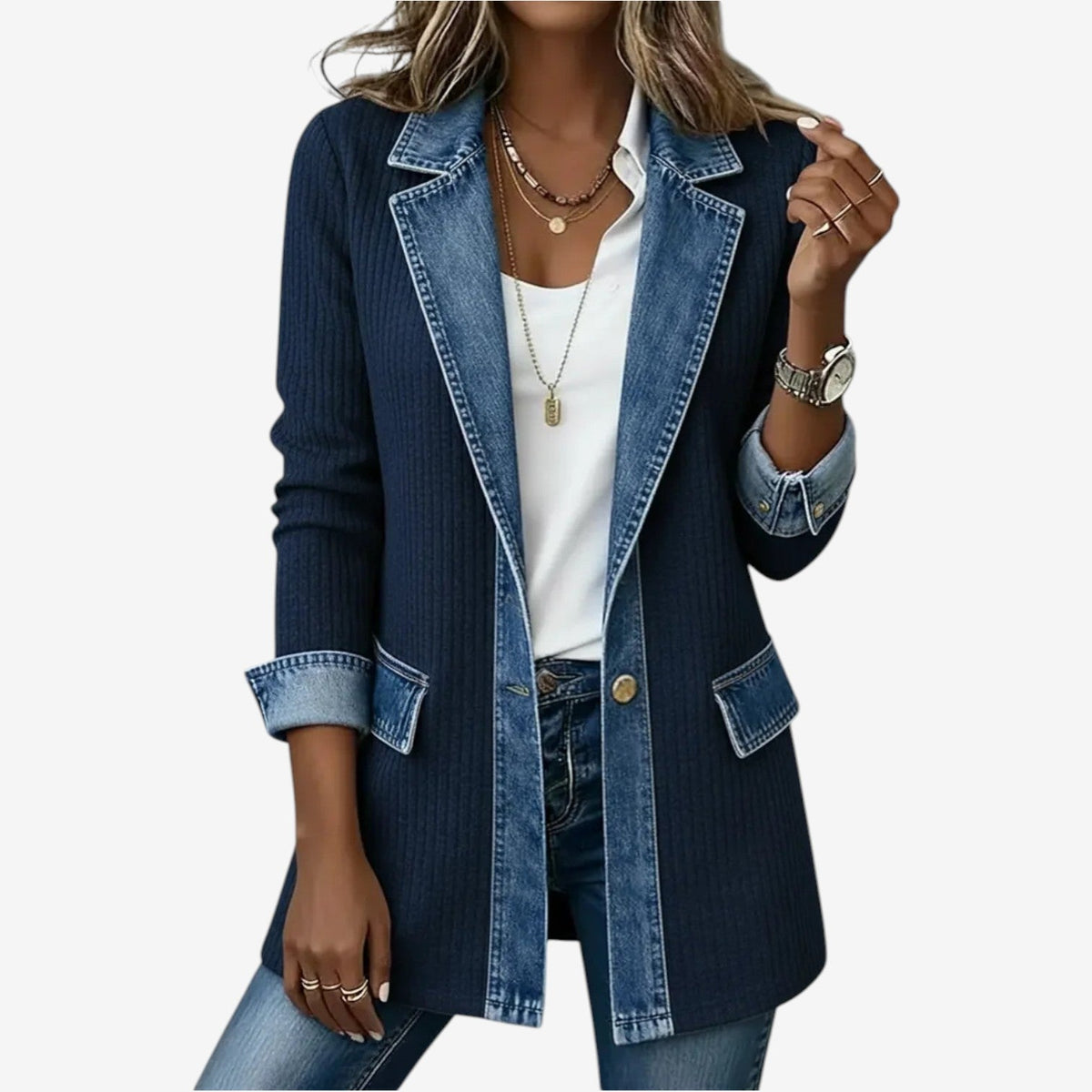 Kerensa - Soft-Touch Layered Jacket - White