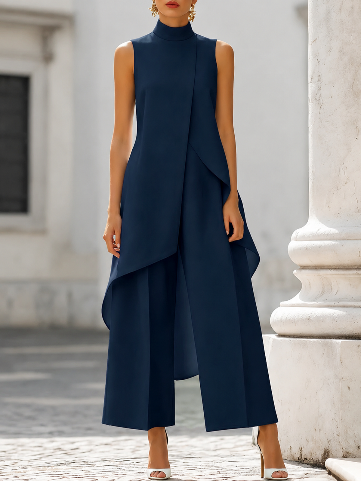 Carina - Structured Wide-Leg Trouser Set - Black