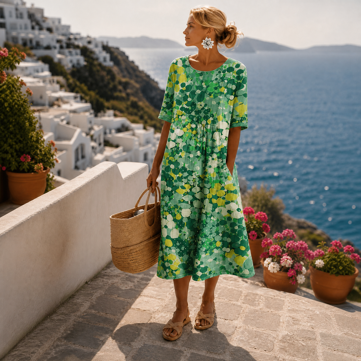 Lioravelle - Lightweight Floral Midi Dress - Pink