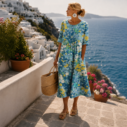 Lioravelle - Lightweight Floral Midi Dress - Pink