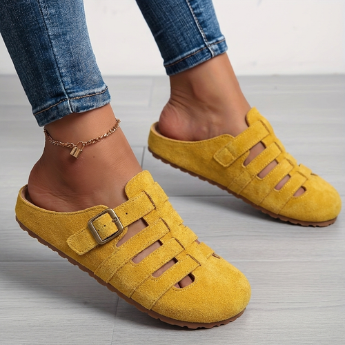 Elarae - Supportive Slip-On Mule Sandals - Yellow