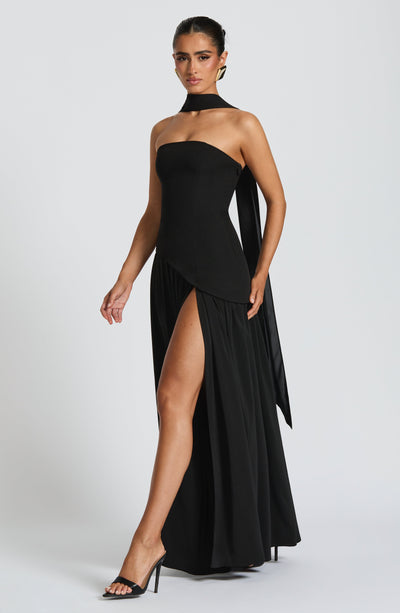 Rynellea - Elegant Strapless Evening Dress - Black