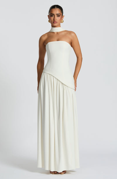 Rynellea - Elegant Strapless Evening Dress - White