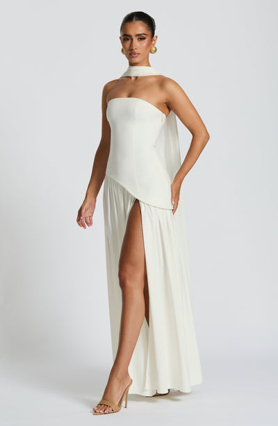 Rynellea - Elegant Strapless Evening Dress - White