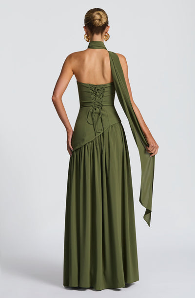 Rynellea - Elegant Strapless Evening Dress - Green