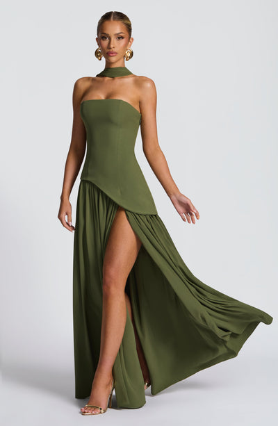 Rynellea - Elegant Strapless Evening Dress - Green