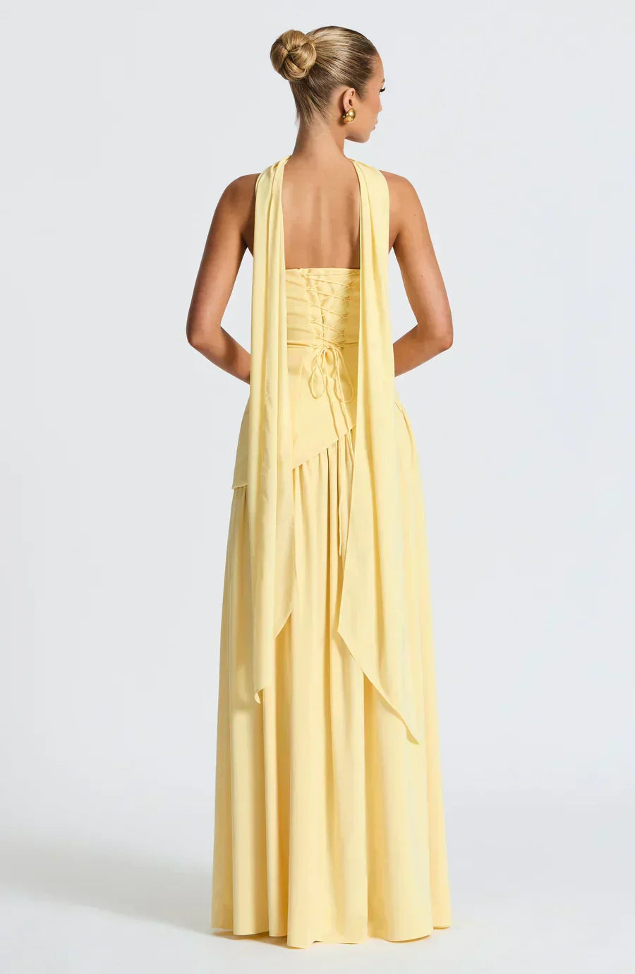 Rynellea - Elegant Strapless Evening Dress - Lemon