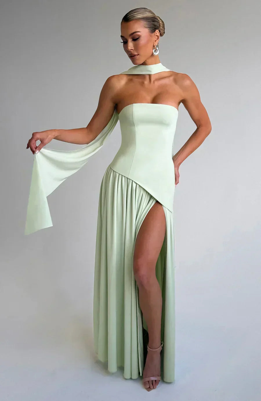 Rynellea - Elegant Strapless Evening Dress - Mint