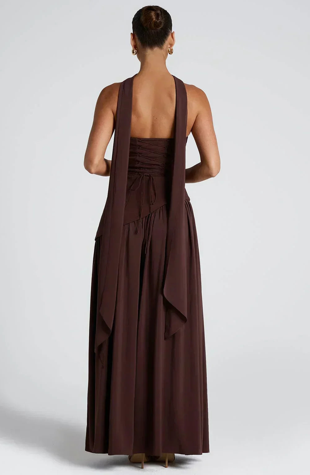 Rynellea - Elegant Strapless Evening Dress - Brown Purple