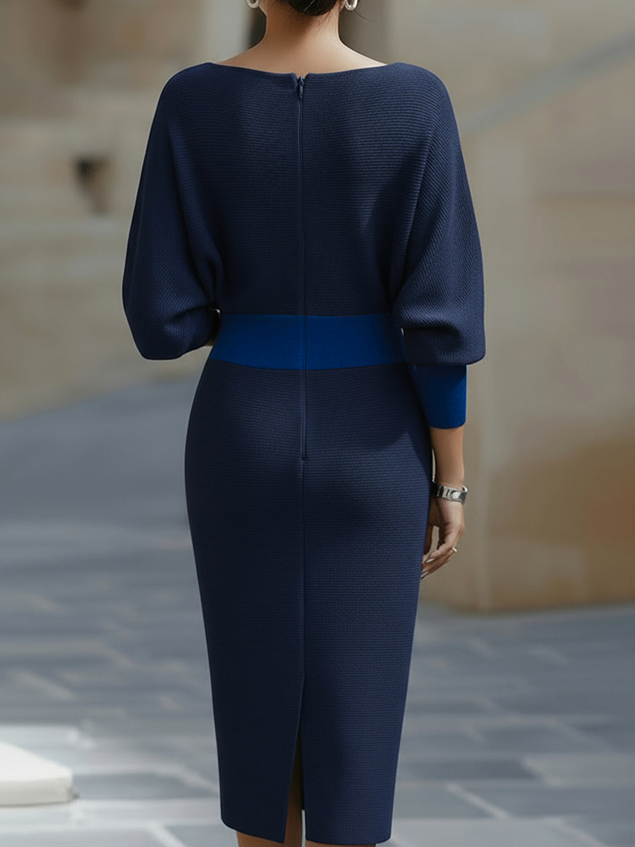 Avalon - Soft-Touch Batwing Midi Dress - Blue