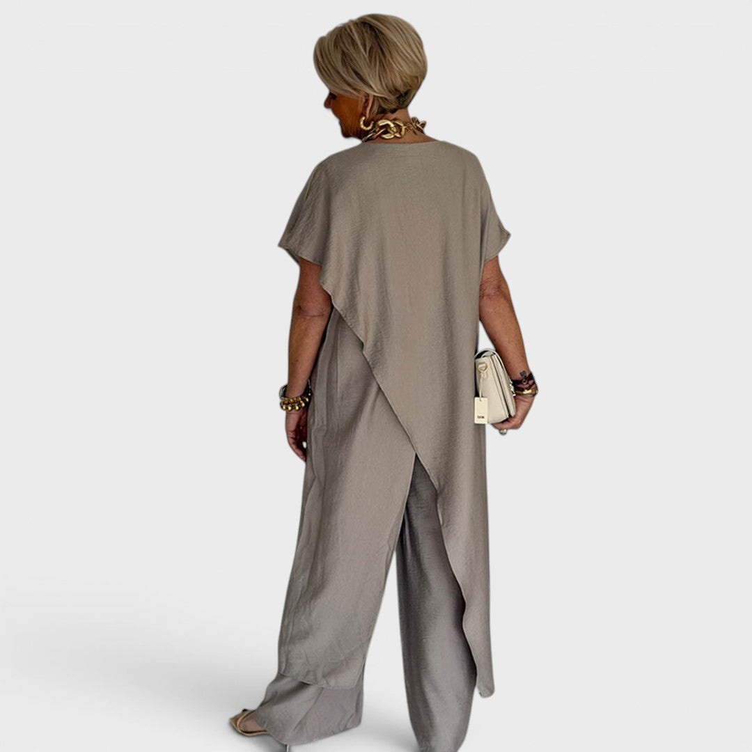 Roseth - Layered Tunic and Wide Leg Trousers Set - Black