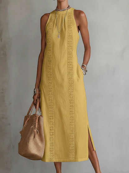Brena - Breezy Linen Midi Dress - White
