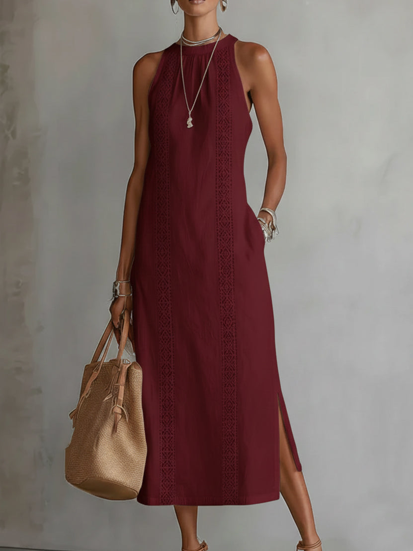 Brena - Breezy Linen Midi Dress - Blue
