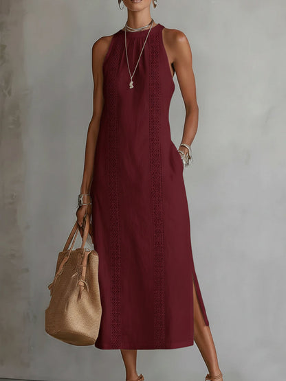 Brena - Breezy Linen Midi Dress - Blue