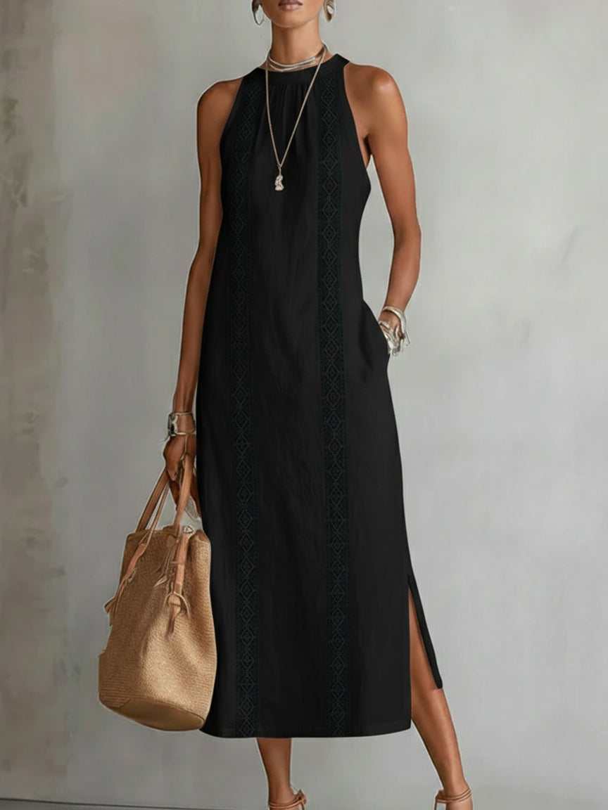Brena - Breezy Linen Midi Dress - Blue