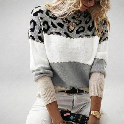 Arlaya - Soft-Touch Leopard Jumper - Grey