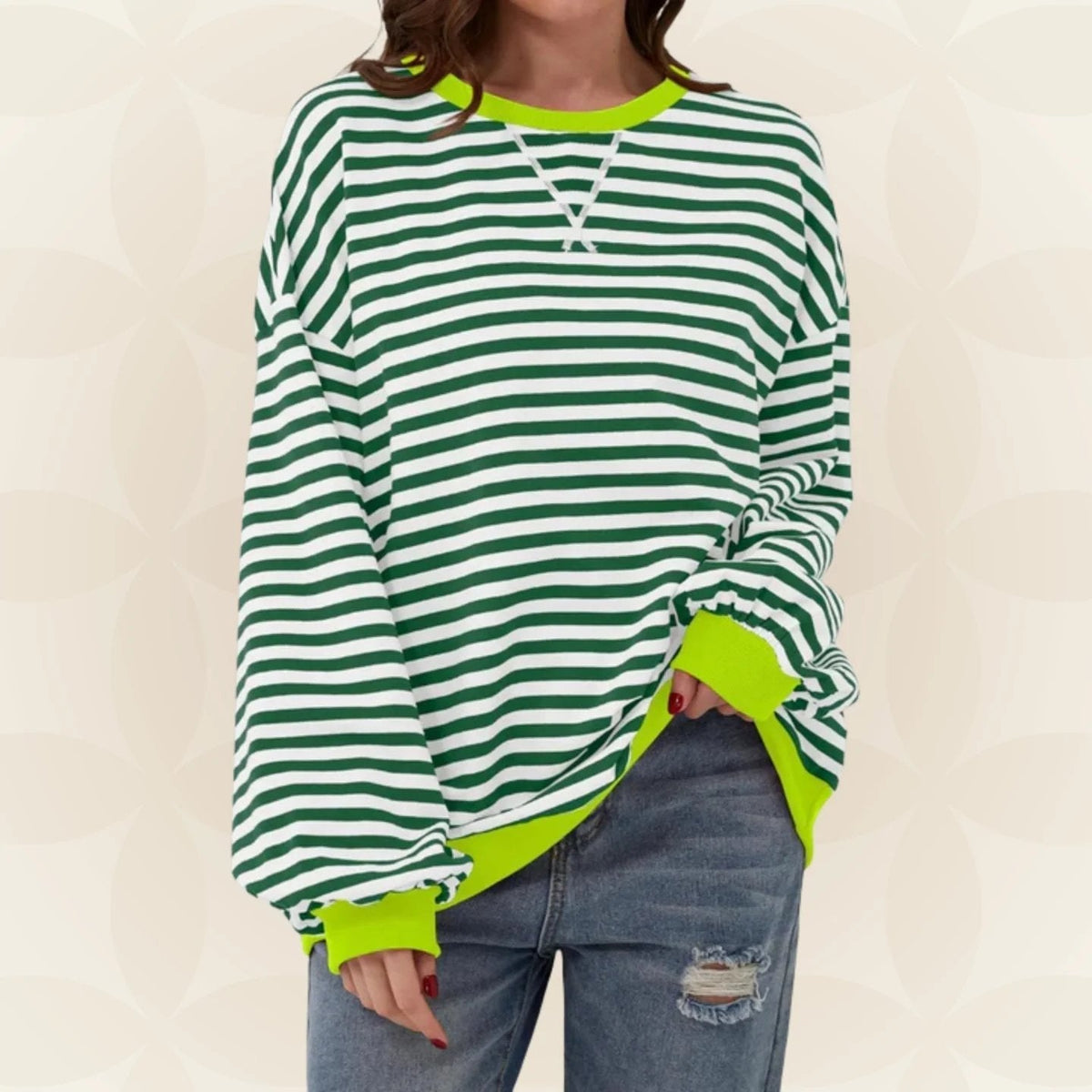 Thessaria - Soft-Touch Oversized Sweater - Green