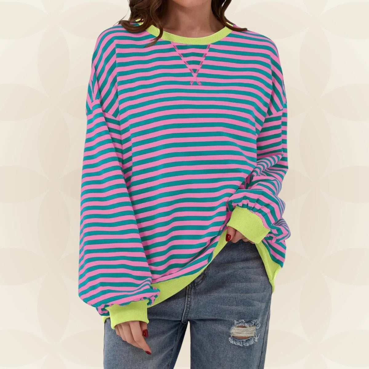 Thessaria - Soft-Touch Oversized Sweater - Green