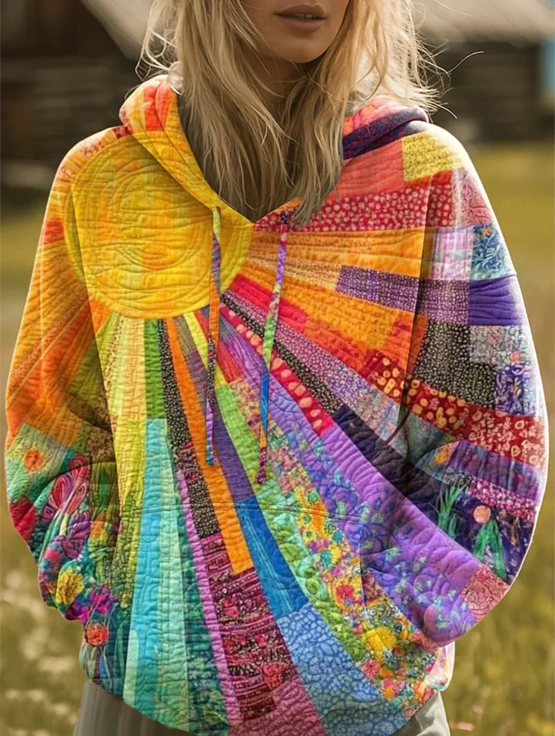 Sorienna - Soft-Touch Patchwork Hoodie