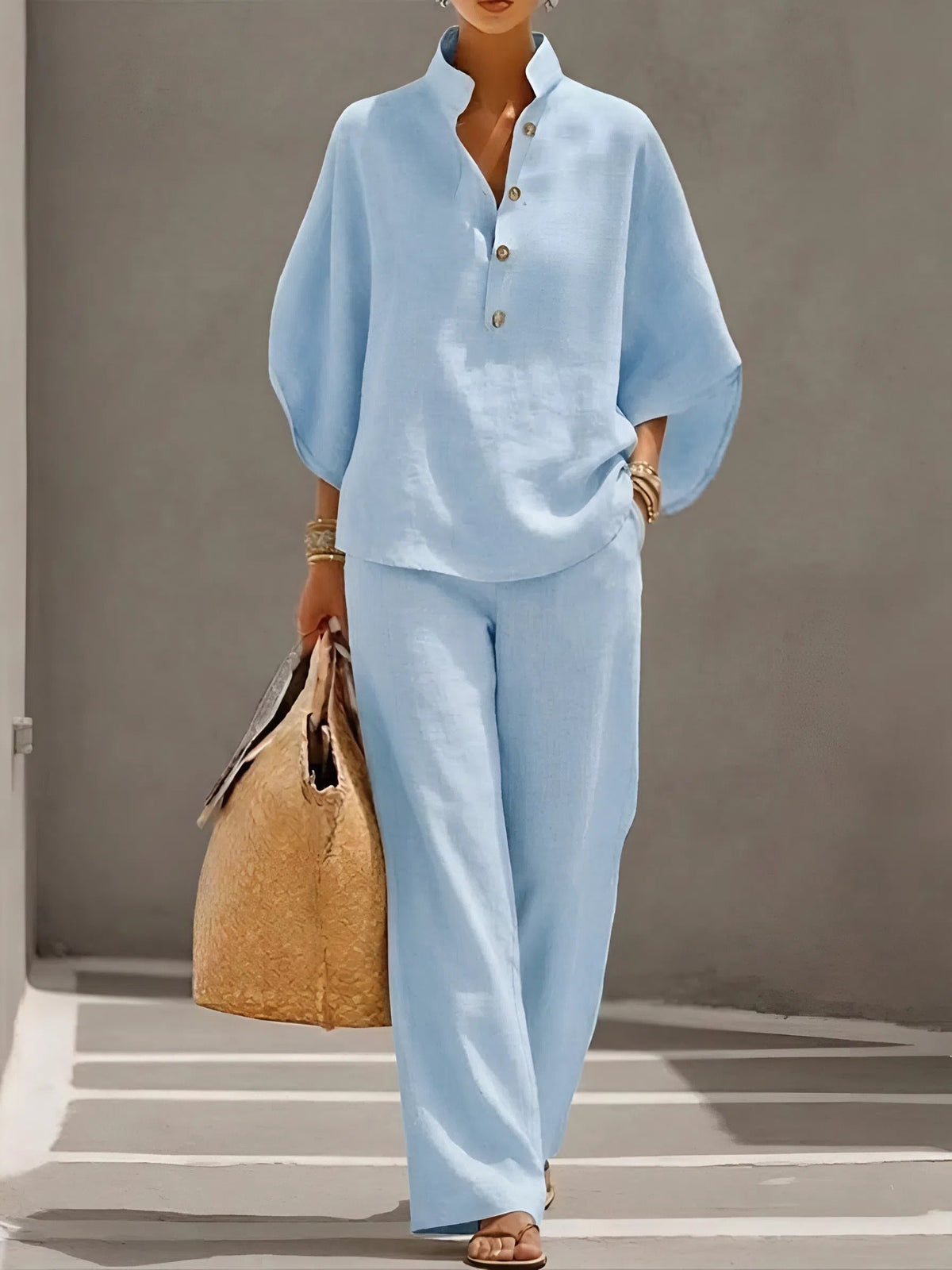 Ralia - Breezy Linen Two-Piece Set - Sand