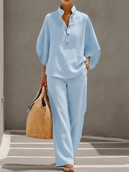 Ralia - Breezy Linen Two-Piece Set - Sand