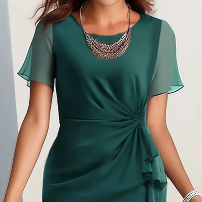 Arletta - Soft-Touch Gathered-Waist Dress - Green