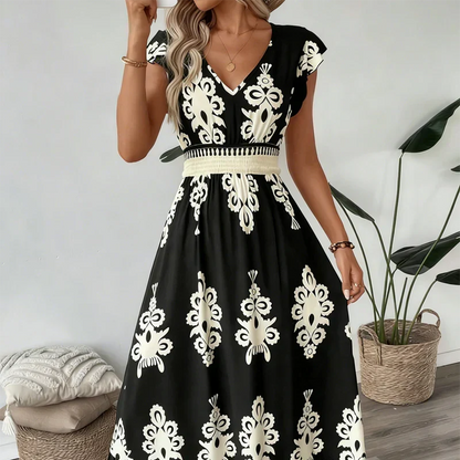 Osyrel - Printed Midi Dress - Apricot