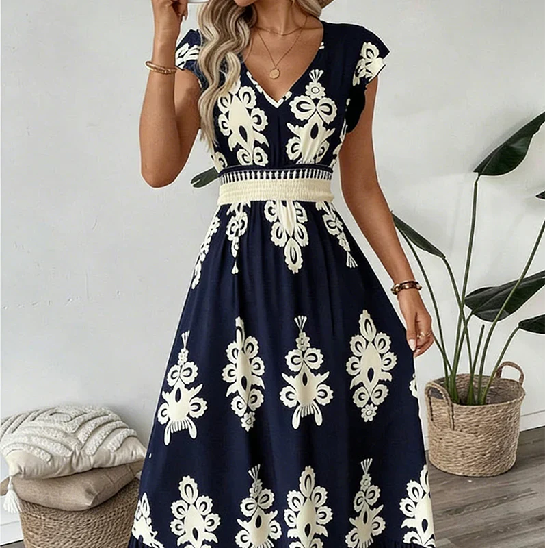 Osyrel - Printed Midi Dress - Apricot