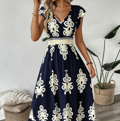 Osyrel - Printed Midi Dress - Apricot