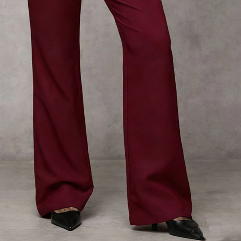 Elowra - Tailored Flared Suit Trousers - Black