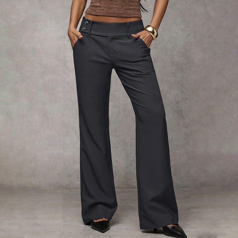 Elowra - Tailored Flared Suit Trousers - Coffee