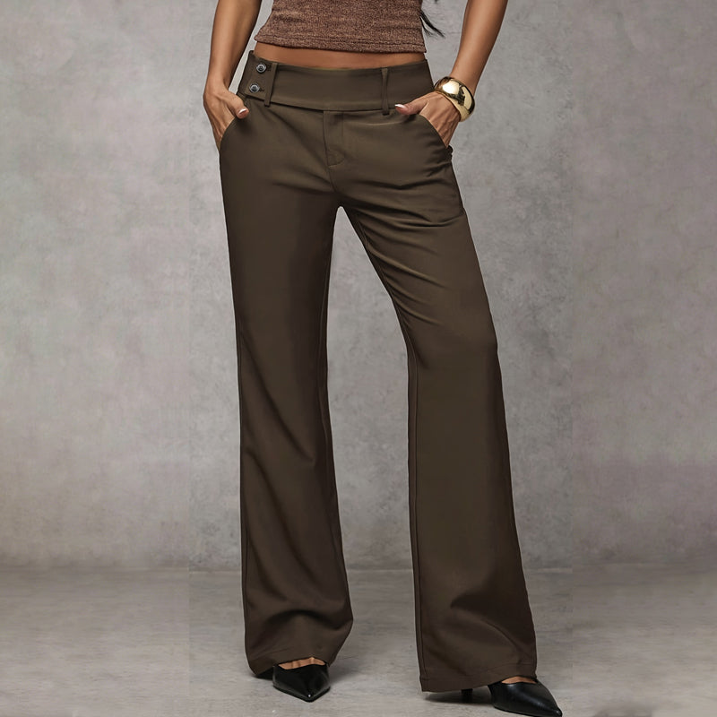 Elowra - Tailored Flared Suit Trousers - Coffee