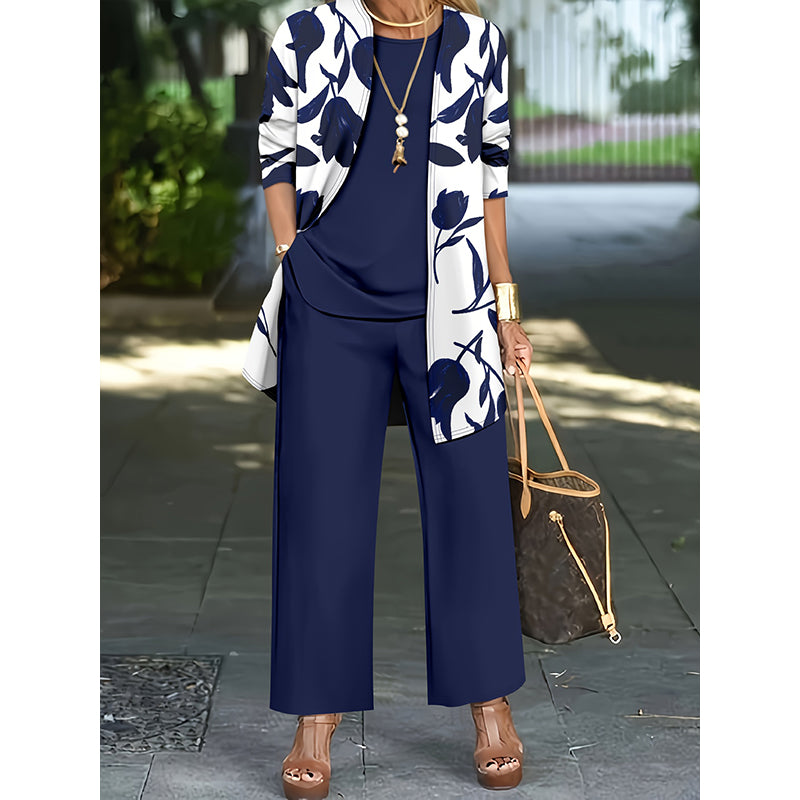 Ursula - Soft-Touch 3-Piece Floral Set - Black