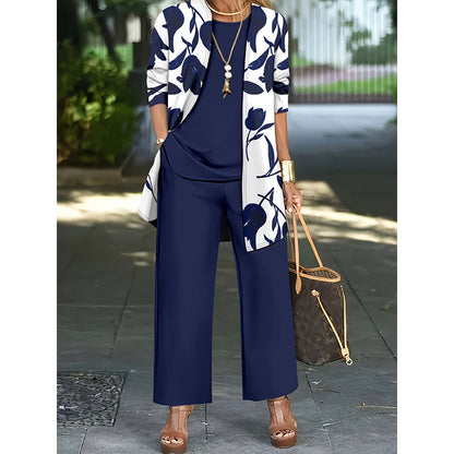 Ursula - Soft-Touch 3-Piece Floral Set - Black