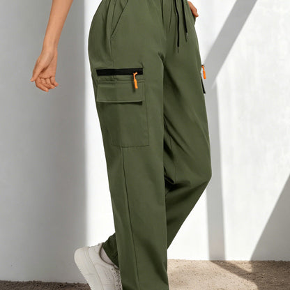 Becca - Drawstring Cargo Trousers - Light Grey