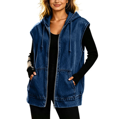 Anemora - Premium Oversized Hooded Jacket - Dark Blue