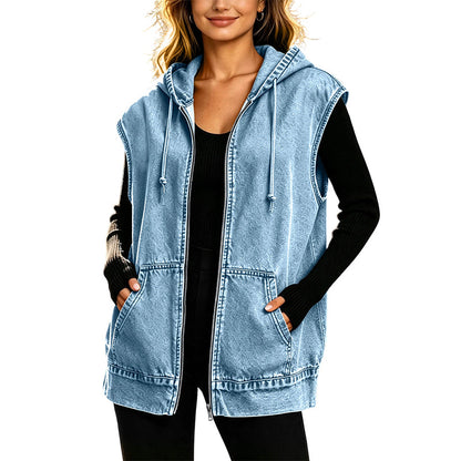 Anemora - Premium Oversized Hooded Jacket - Dark Blue